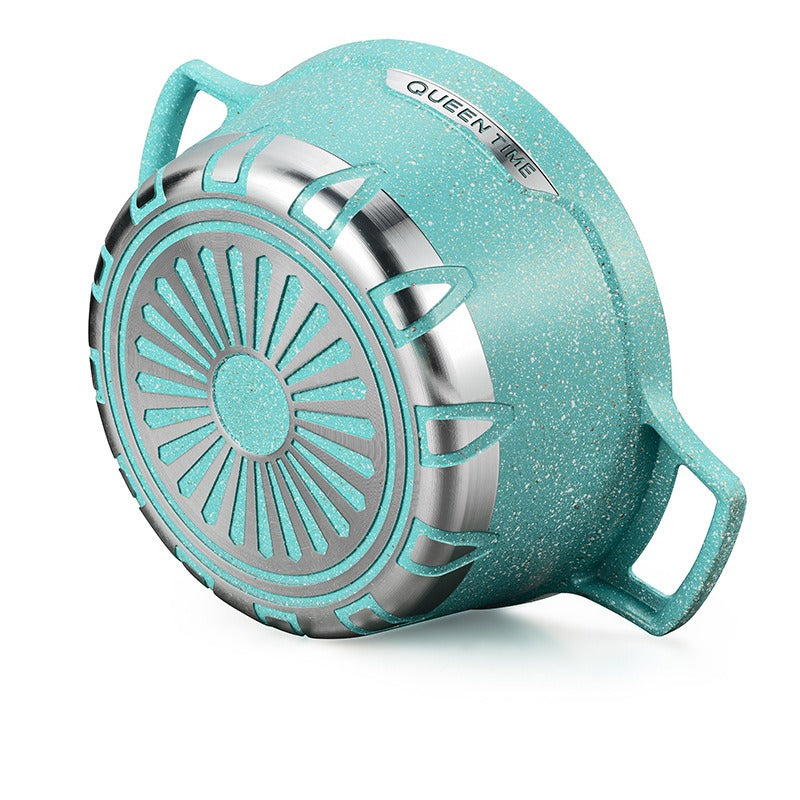 طقم جرانيت 10 قطع غير لاصق، جرانيت دائرى بغطاء زجاج بقاعدة ألومنيوم، ماركة Queen Time