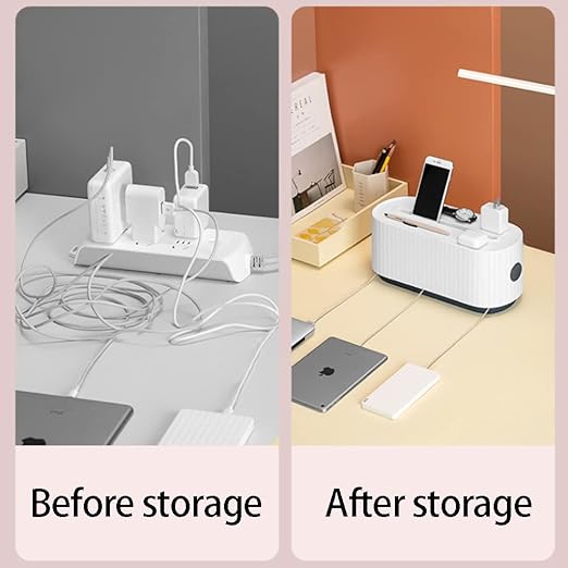 صندوق منظم الكابلات مع حامل الهاتف للمنزل وسطح المكتب