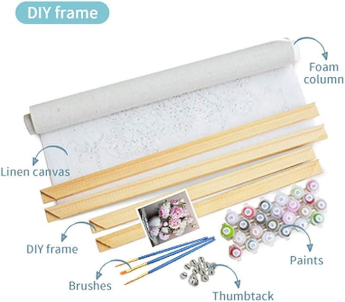  لوحة فنية رائعة بتصميم فنى راقى، بالرسم الزيتي التي تكمل صنعها بنفسك حسب الأرقام  مجموعة الرسم بالأرقام من القماش مع فرش للبالغين والأطفال ديكور حائط لوحة مميزة لإمرأة شعرها على هيئة باقة من اجمل الزهور 