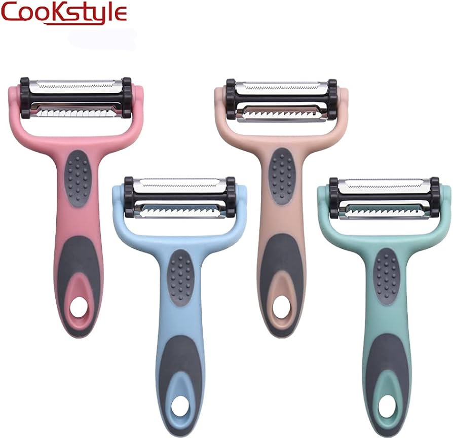 مقشرة للمطبخ من cook style متعددة الوظائف ومضادة للإنزلاق مقشرة جوليان 3 في 1 مع مقشرة مستقيمة ومقشرة مسننة للفواكه والخضروات