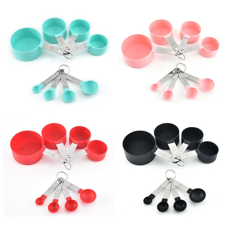 طقم أكواب وملاعق القياس المكون من 8 قطع