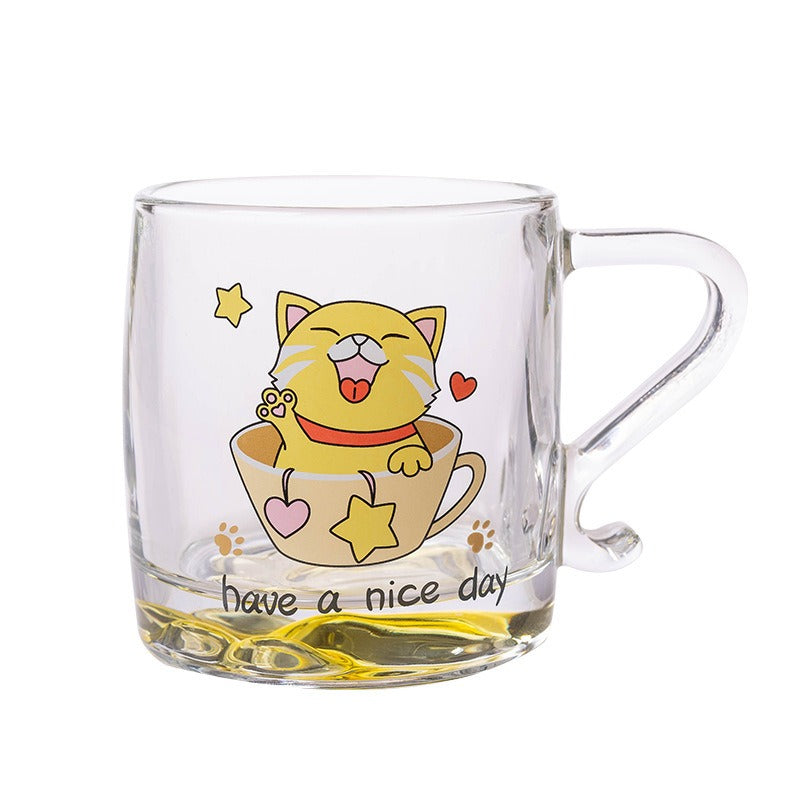 مج شاي زجاجى بيد زجاج  , مج برسومات متنوعة