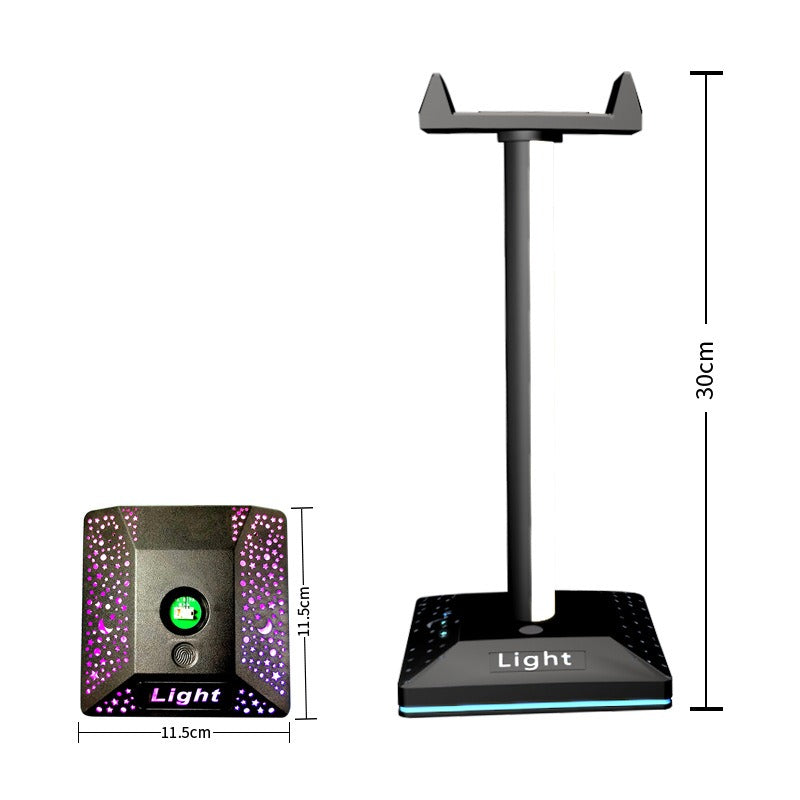 حامل سماعة رأس RGB ملحقات المكتب، حامل سماعة رأس بمنفذ واحد من النوع C، حامل سماعة رأس مزود بـ 10 أوضاع إضاءة ومطاط غير قابل للانزلاق