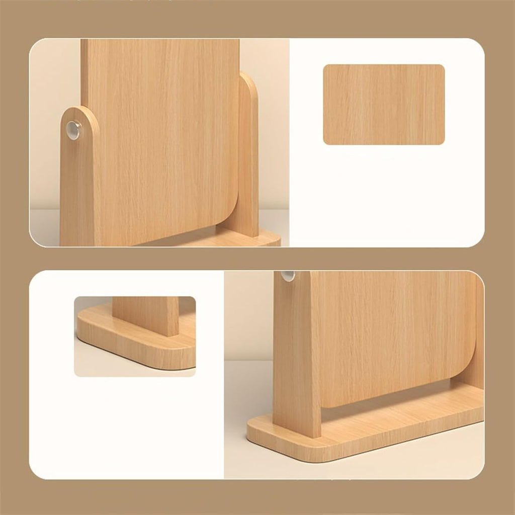 مرآة زينة مدمجة، مرآة مكياج عمودية لسطح المكتب، مرآة خشبية دوارة، مرآة طاولة زينة غرفة النوم، مرآة تجميل الحمام، مرآة صالون تصفيف الشعر