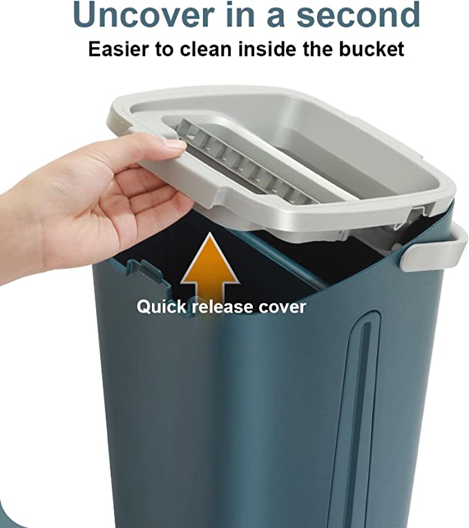 ممسحة منزلية مستطيلة مع دلو، ممسحة قابلة للدوران 360 درجة