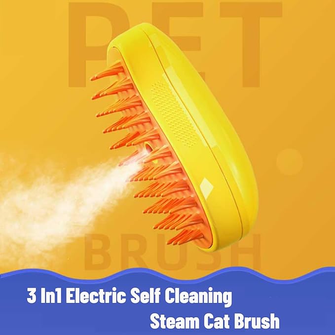 فرشاة بخار للقطط 3 في 1، فرشاة بخار للقطط والتدليك، فرشاة تنظيف شعر الحيوانات الأليفة للقطط والكلاب، تزيل الشعر الطائر والشعر المتشابك - لون أخضر