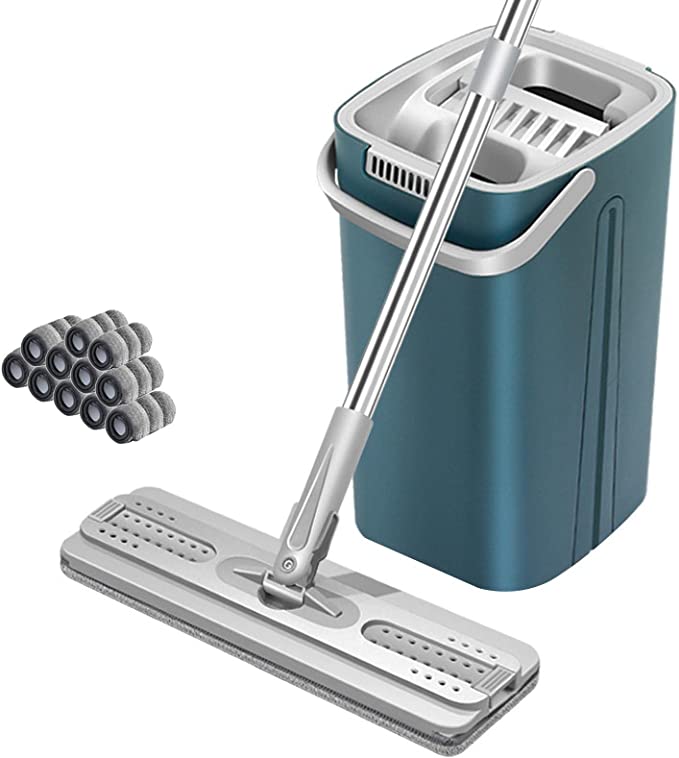 ممسحة منزلية مستطيلة مع دلو، ممسحة قابلة للدوران 360 درجة