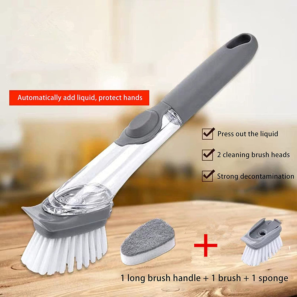 فرشاة أطباق مع موزع صابون وحامل لتنظيف حوض الأواني