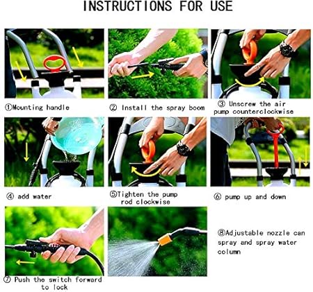 مضخة ضغط بعجلات للحديقة والعشب بسعة 16 لتر مع صمام لتخفيف الضغط