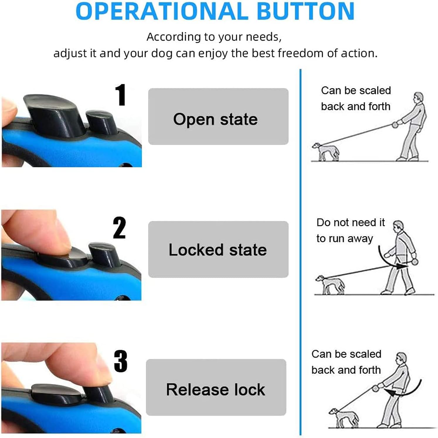 زمام توجيه للكلاب بطول 3 امتار، حبل جر تلقائي أتوماتيكى، زمام الكلب بسلسلة ألوان
