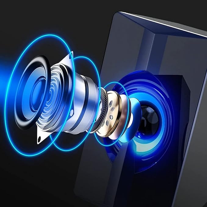 مكبر صوت Thunder Wolf S5 USB مضيء للكمبيوتر، مكبر صوت صغير للكمبيوتر المكتبي مع إضاءة LED ملونة