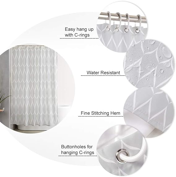 ستارة حمام مقاومة للماء مصنوعة من البوليستر ومضادة البكتيريا