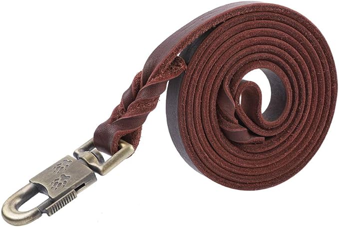 زمام تدريب للكلاب من الجلد الطبيعي الناعم والدهني، شديد التحمل، للكلاب المتوسطة والكبيرة