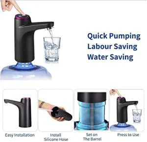 مضخة زجاجة مياه محمولة بمفتاح إيقاف تلقائي وشحن كهربائي USB