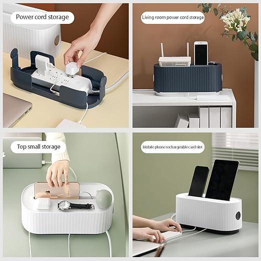 صندوق منظم الكابلات مع حامل الهاتف للمنزل وسطح المكتب
