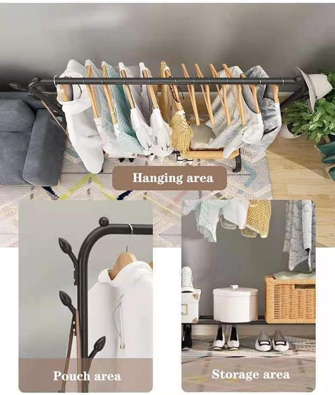 أستاند معدنى لتعليق الملابس مع منظم سفلي بطبقة واحدة