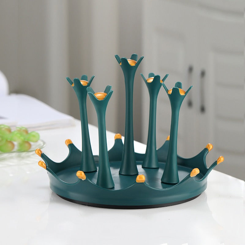 حامل أكواب دوار، حامل 5 أكواب، منظم اكواب، رف أكواب مياة، رف تجفيف الزجاجات، رف تجفيف بلاستيك