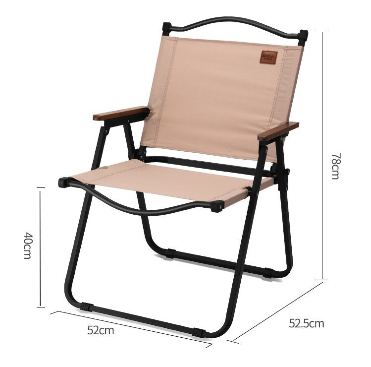 كرسي ظهر للشاطئ خفيف الوزن قابل للطي باللون الكاكي