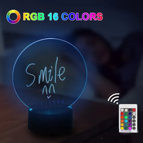 لوح كتابة إكريليك ثلاثي الأبعاد بإضاءة LED مع قلم وإضاءة، لوحة رسم ورسائل إبداعية، لوح قابل لإعادة الكتابة، لوح قابل للمسح الجاف مع حامل للأطفال/المنزل/الهدايا/إضاءة ليلية/إستخدام المكتب