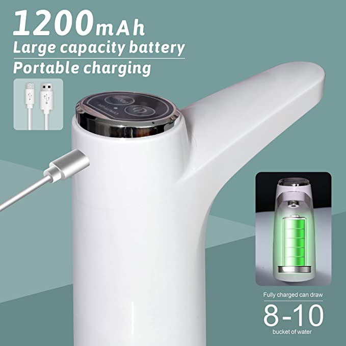 مضخة زجاجة مياه محمولة بمفتاح إيقاف تلقائي وشحن كهربائي USB