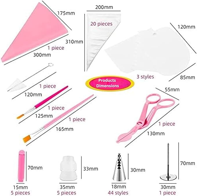 مجموعة أدوات تزيين الكيك مكونة من 83 قطعة، من الستانلس ستيل، مجموعة أدوات تزيين الكب كيك والكوكيز أو الكريمة المخفوقة لتزيين فريد من نوعه
