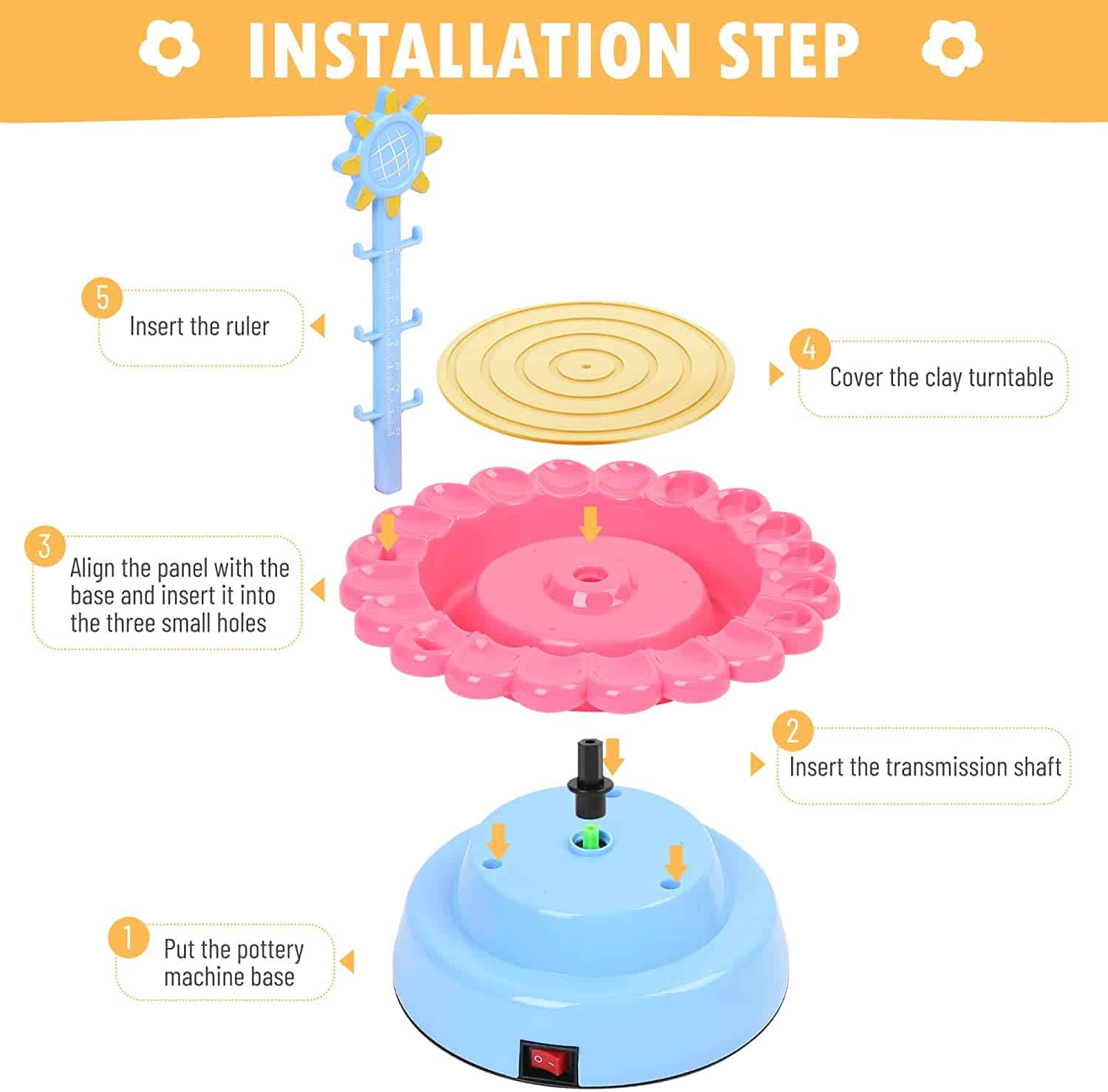 عجلة فخار كهربائية للأطفال مع كابل طاقة USB