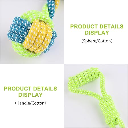 لعبة حبل للكلاب، ألعاب المضغ القطنية المتينة للمضغ العدواني، سلالات الكلاب الصغيرة/المتوسطة، لعبة مضغ متينة لتسنين الجراء