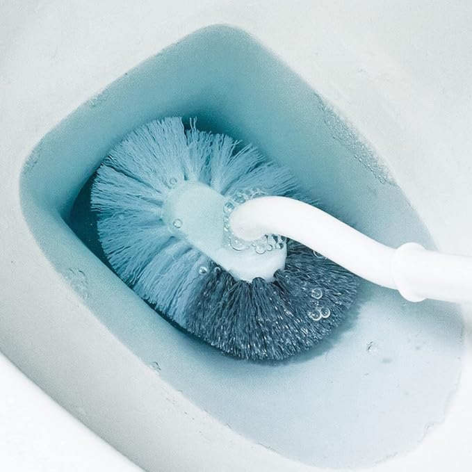 مجموعة فرشاة المرحاض، فرشاة سيليكون مسطحة الرأس مع فتحة تهوية سفلية وفرشاة دائرية مثبتة على الحائط وفرشاة شقوق