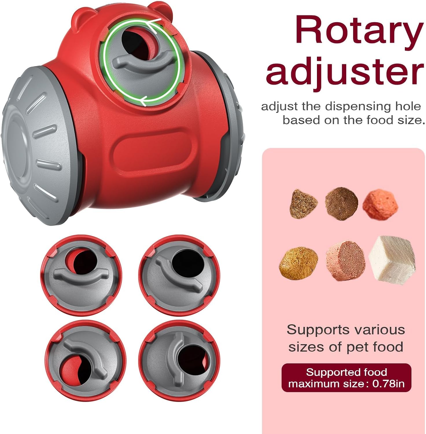 ألعاب للكلاب - موزع طعام قابل للتعديل لتوزيع الطعام والحبوب، كرة تغذية بطيئة للحيوانات الأليفة، لعبة تفاعلية للكلاب - إبق جروك مشغولاً