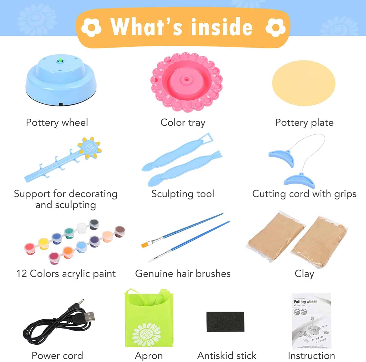 عجلة فخار كهربائية للأطفال مع كابل طاقة USB