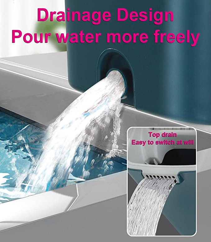 ممسحة منزلية مستطيلة مع دلو، ممسحة قابلة للدوران 360 درجة