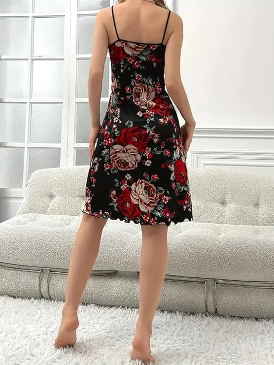 قميص نوم مريح بطبعة وردة  للنساء