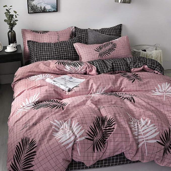 طقم ملاية أستك قطن 4 قطع - ملاية مثبته لسرير مع 1 غطاء مخدة طويلة مع 2 غطاء خدادية