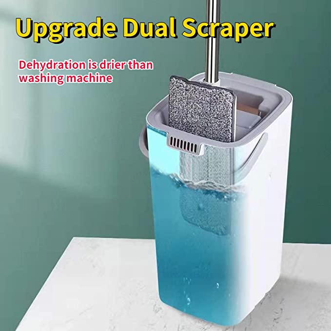 ممسحة منزلية مستطيلة مع دلو، ممسحة قابلة للدوران 360 درجة