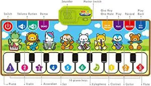 سجادة موسيقى إلكترونية للأطفال بصور حيوانات كرتون لعمر 1-3 سنوات