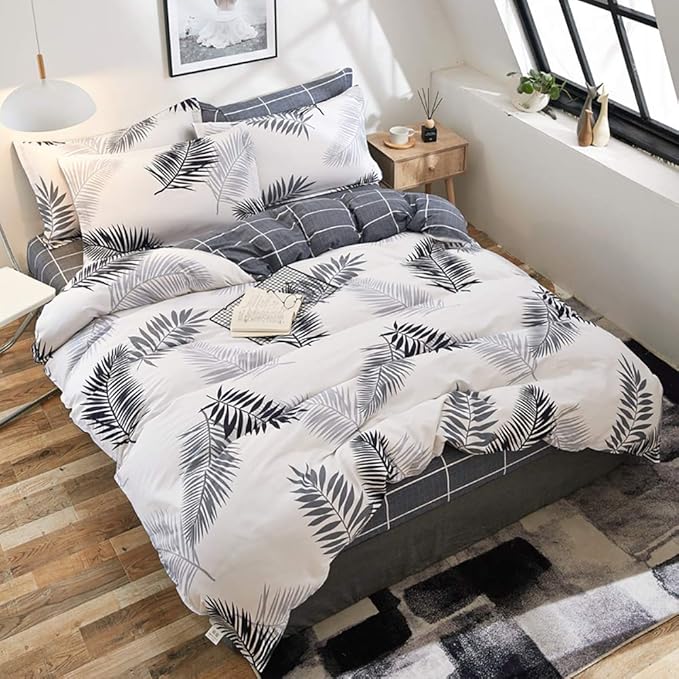 طقم ملاية أستك قطن 4 قطع - ملاية مثبته لسرير مع 1 غطاء مخدة طويلة مع 2 غطاء خدادية