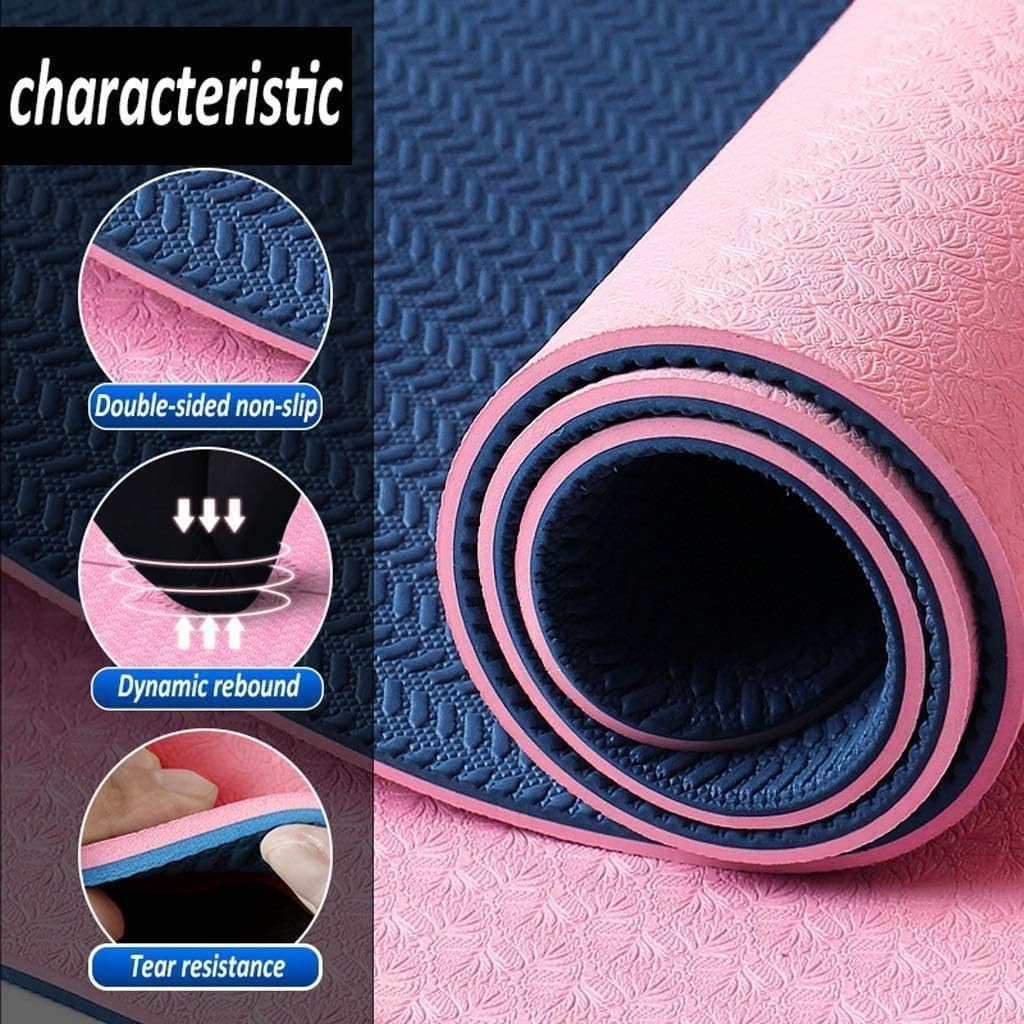 سجادة تمارين اليوجا للنساء والرجال المبتدئين بخطوط محاذاة مضادة للإنزلاق، سجادة تمارين لياقة بدنية مقاس 183 سم × 61 سم × 0.6 سم