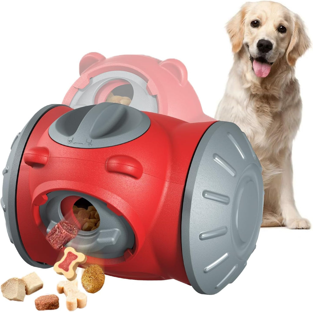 ألعاب للكلاب - موزع طعام قابل للتعديل لتوزيع الطعام والحبوب، كرة تغذية بطيئة للحيوانات الأليفة، لعبة تفاعلية للكلاب - إبق جروك مشغولاً