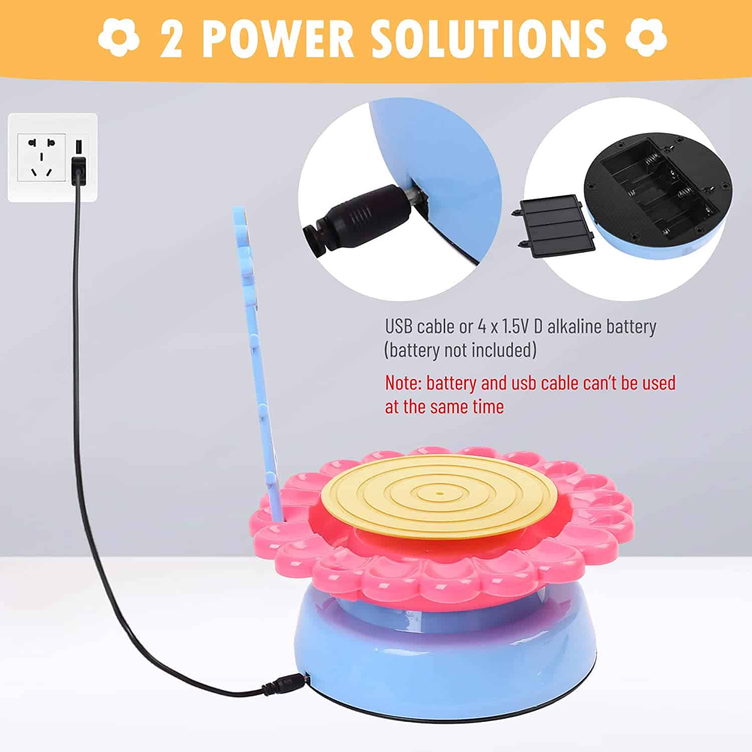 عجلة فخار كهربائية للأطفال مع كابل طاقة USB