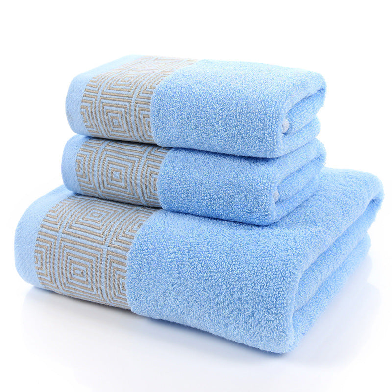 طقم فوط مطرزة مكون من 3 قطع، طقم فوط قطنية، بشكير، منشفة وجه،  منشفة يد للحمام.