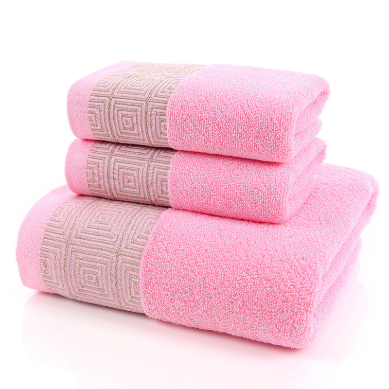 طقم فوط مطرزة مكون من 3 قطع، طقم فوط قطنية، بشكير، منشفة وجه،  منشفة يد للحمام.