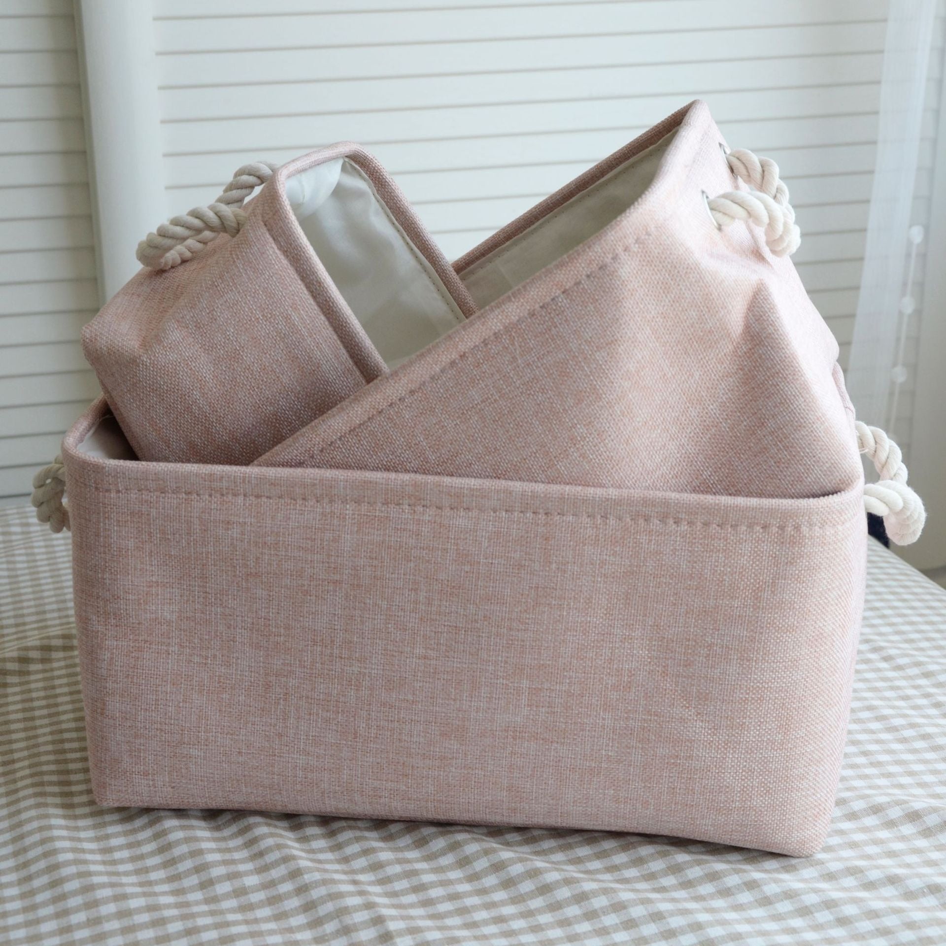 سلة تخزين قماشية مكونة من 3 قطع