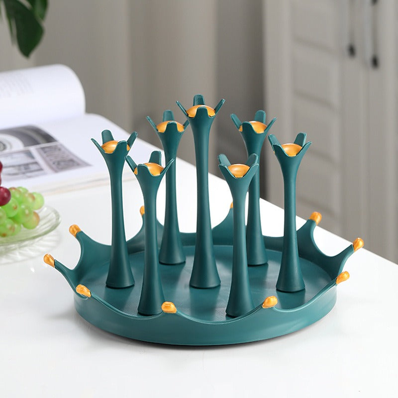 حامل أكواب دوار، حامل 7 أكواب، منظم اكواب، رف أكواب مياة، رف تجفيف الزجاجات، رف تجفيف بلاستيك