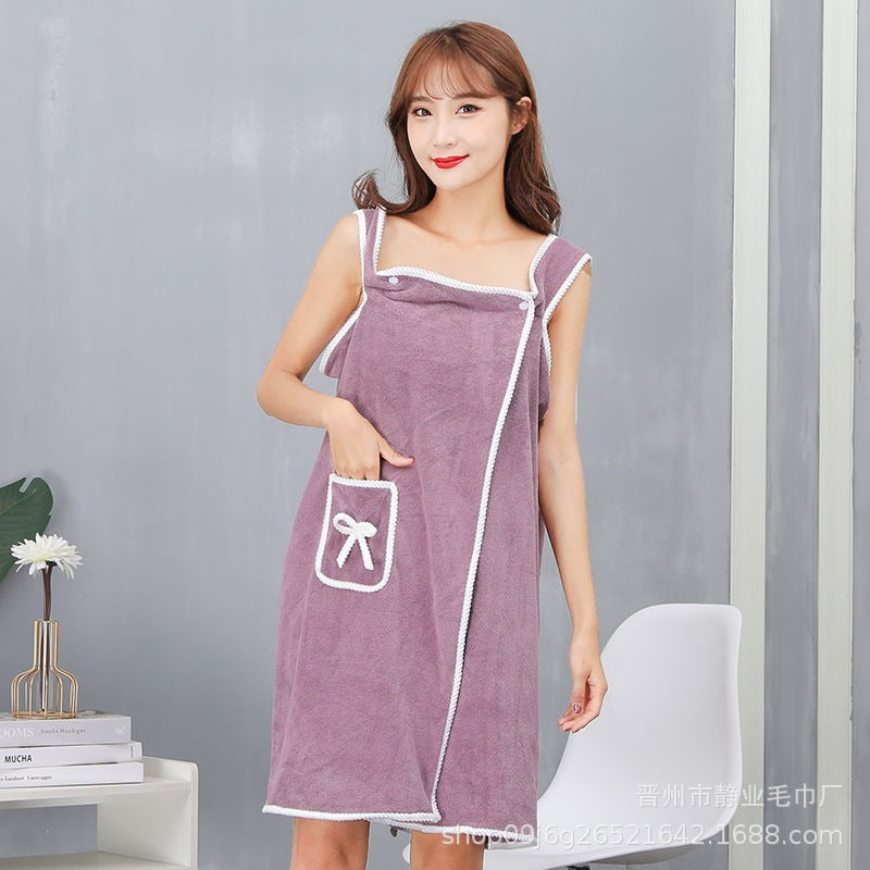 فوطة حمام ملفوفة متعددة الوظائف بتصميم جميل فائق الإمتصاص من المايكروفايبر الناعم قابلة للإرتداء بحمالات، ألياف دقيقة