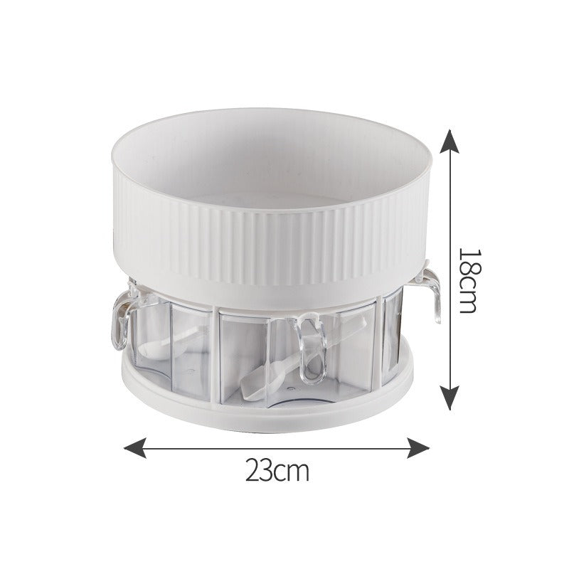 منظم للتوابل وخزانة المطبخ قائم بذاته يدور بدرجة 360، مكون من مستويين