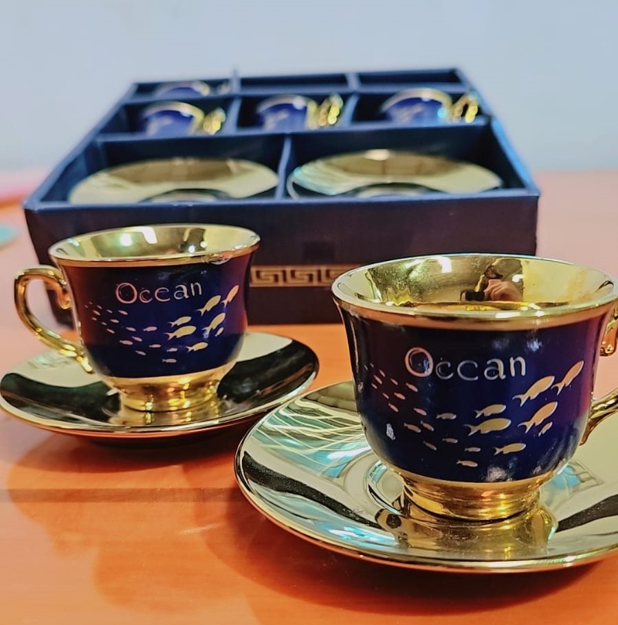 طقم فناجين قهوة تركي فاخر من السيراميك عالى الجودة ،12 قطعة