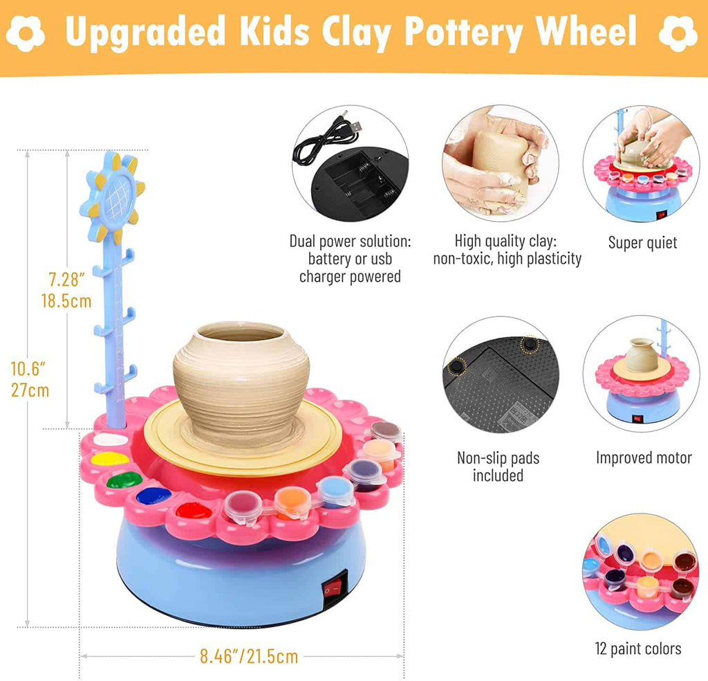 عجلة فخار كهربائية للأطفال مع كابل طاقة USB