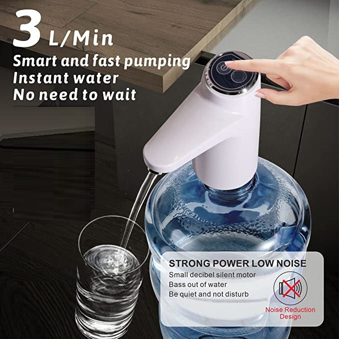 مضخة زجاجة مياه محمولة بمفتاح إيقاف تلقائي وشحن كهربائي USB