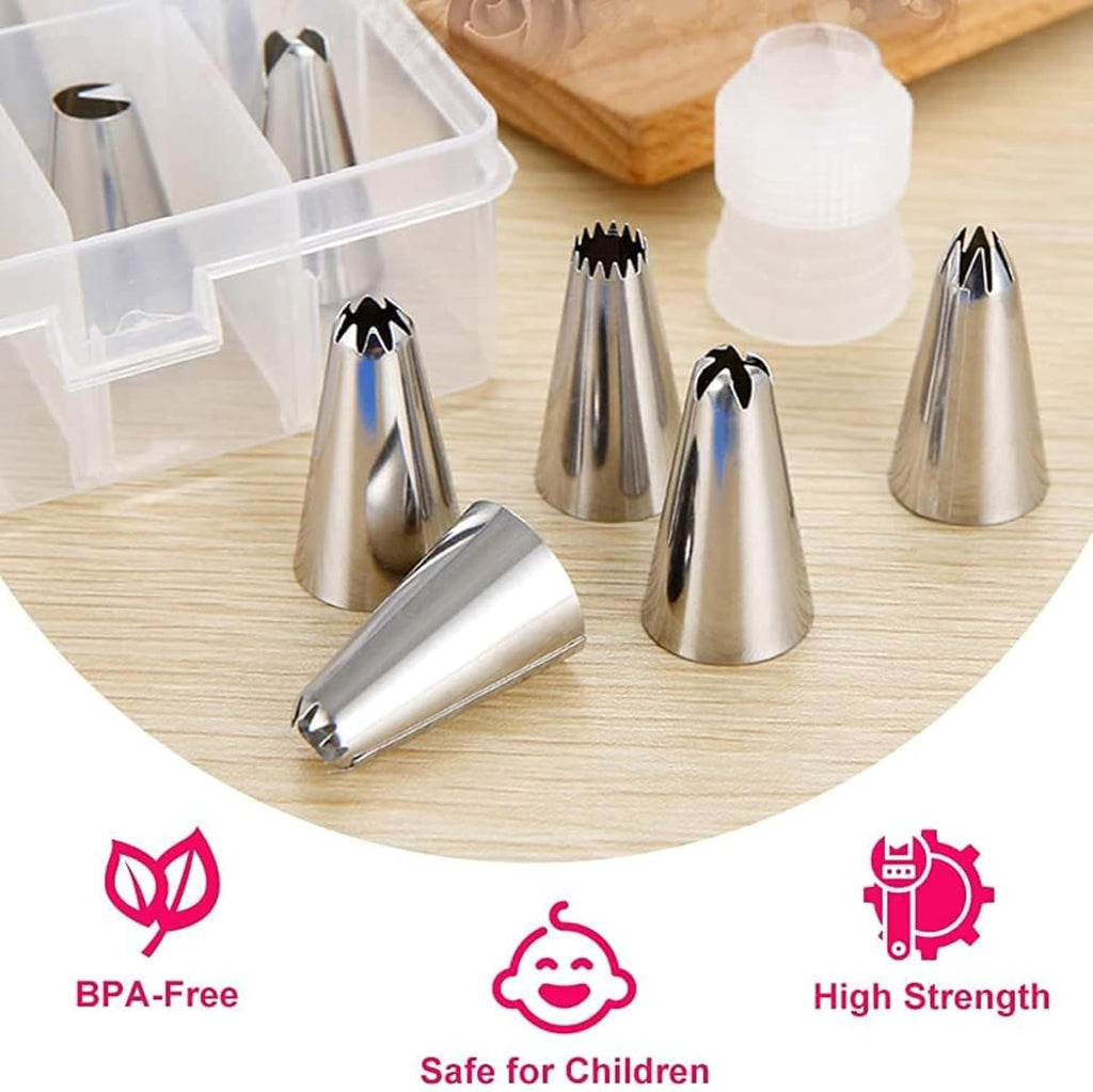 مجموعة أدوات تزيين الكيك مكونة من 83 قطعة، من الستانلس ستيل، مجموعة أدوات تزيين الكب كيك والكوكيز أو الكريمة المخفوقة لتزيين فريد من نوعه