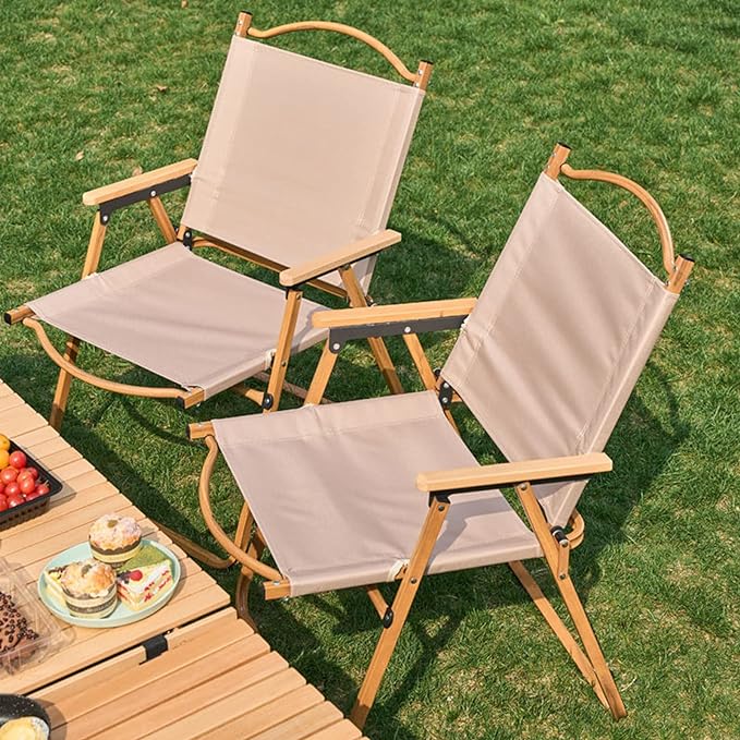 كرسي ظهر للشاطئ خفيف الوزن قابل للطي باللون الكاكي